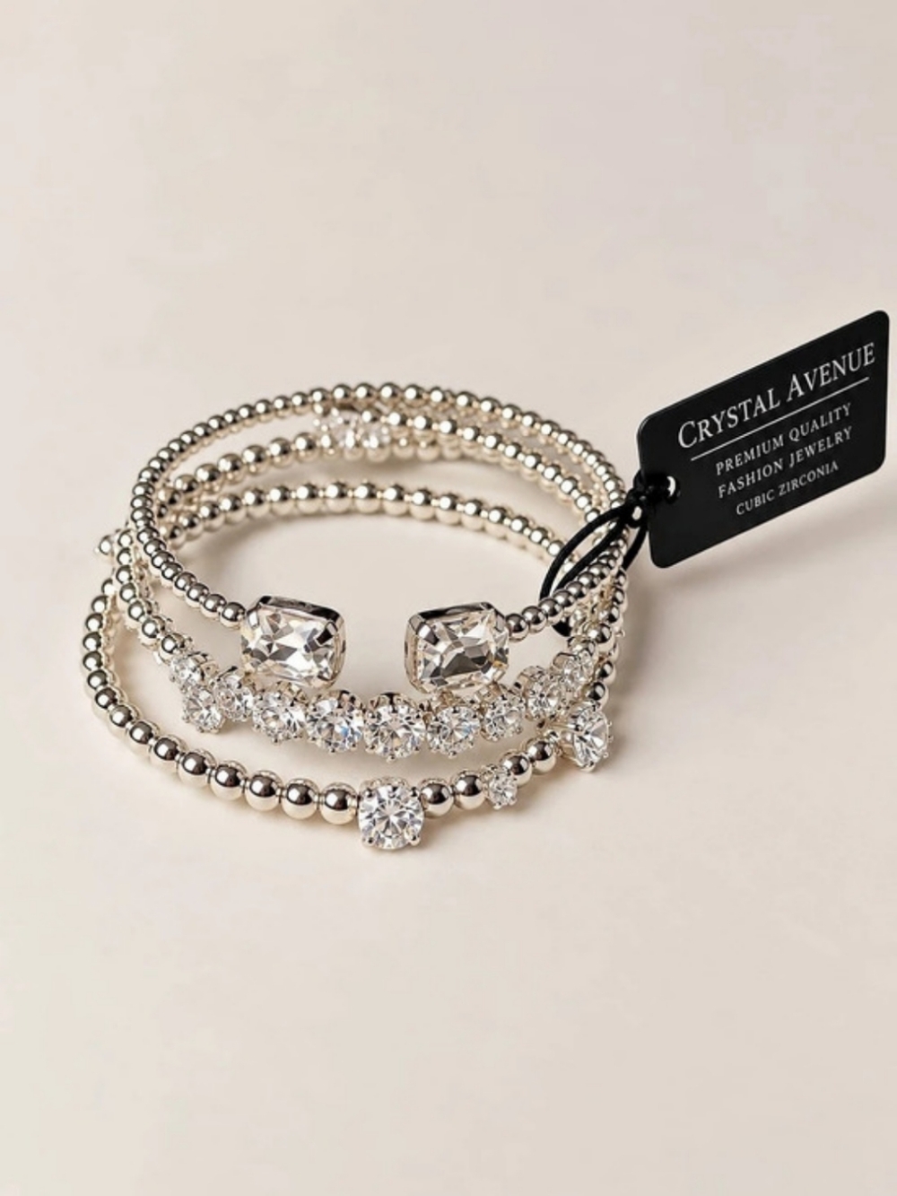 Crystal Avenue Crystal Bracelet Stack NWT in Silver
